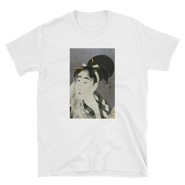 Utamaro Ukiyoe Japanese Art Bijin Wiping Sweat Short-Sleeve Unisex T-Shirt - The Japan Shop